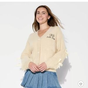 Hello Kitty Cream Cardigan with Bow Details